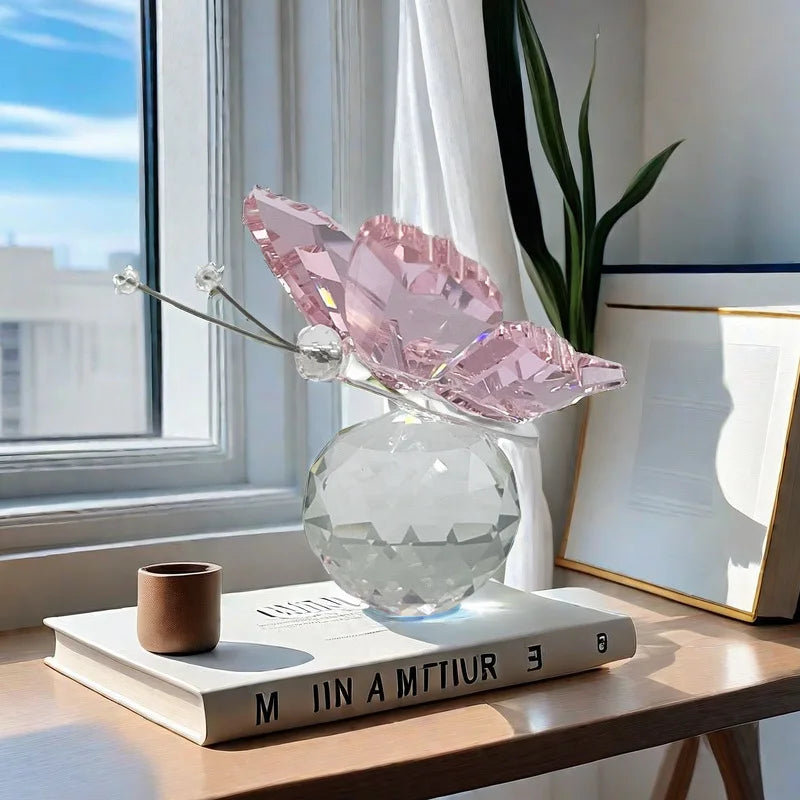 Kristallschnitt Schmetterling Ornament Dekoration für Bürotisch Zuhause Schlafzimmer Kristallkugel Figur Schreibtisch Tisch Fenster Ornamente Geschenke