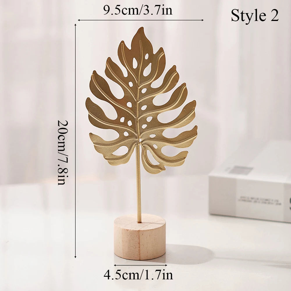 Nordisches Gold Ginkgo Blatt Handwerk Blätter Skulptur Luxus Wohnzimmer Dekor Zubehör Büro Desktop Ornamente