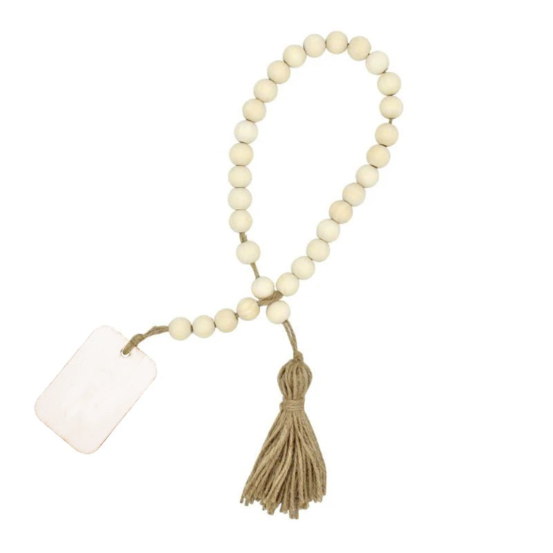 Holz Perlen Girlande Bauernhaus Wand hängende Heimdekor DIY Handgefertigte Girlande mit Jute Rustikale Wand Tassel Perlen Ornament Boho Geschenk