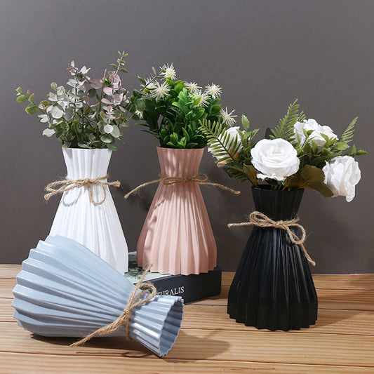 Vase Trockene Blumenflasche Einfache moderne Taille Cinching Kreative Blume Vase Blumenarrangement Kunststoff Blumenpott Home Dekorationen