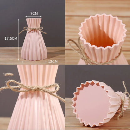 Vase Trockene Blumenflasche Einfache moderne Taille Cinching Kreative Blume Vase Blumenarrangement Kunststoff Blumenpott Home Dekorationen