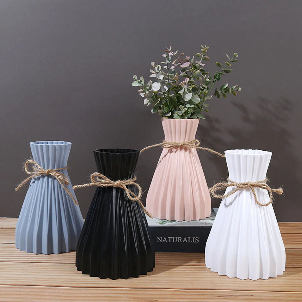 Vase Trockene Blumenflasche Einfache moderne Taille Cinching Kreative Blume Vase Blumenarrangement Kunststoff Blumenpott Home Dekorationen