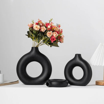 Nordische weiße Blumenvase entworfen Kunststoff Pflanzentopf Blumenknospenflasche Blumenanordnung Anzeigeflasche Wohnzimmer Dekor