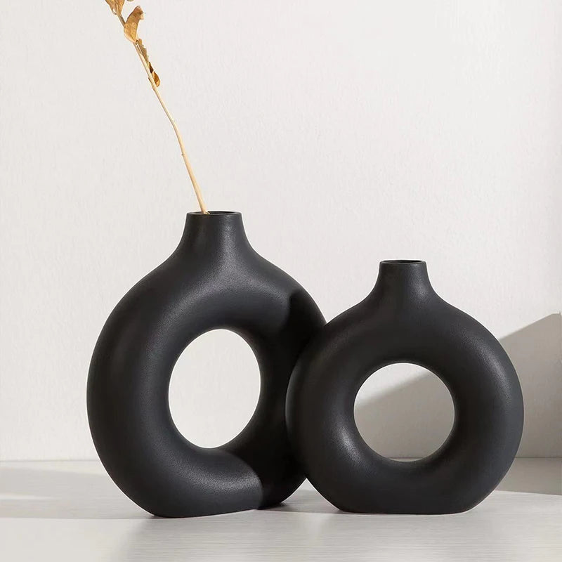 Nordische weiße Blumenvase entworfen Kunststoff Pflanzentopf Blumenknospenflasche Blumenanordnung Anzeigeflasche Wohnzimmer Dekor