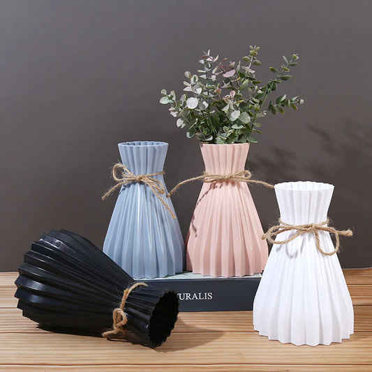 Vase Trockene Blumenflasche Einfache moderne Taille Cinching Kreative Blume Vase Blumenarrangement Kunststoff Blumenpott Home Dekorationen